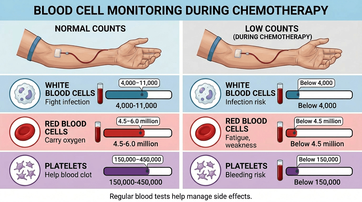 Blood count monitoring during breast cancer chemotherapy